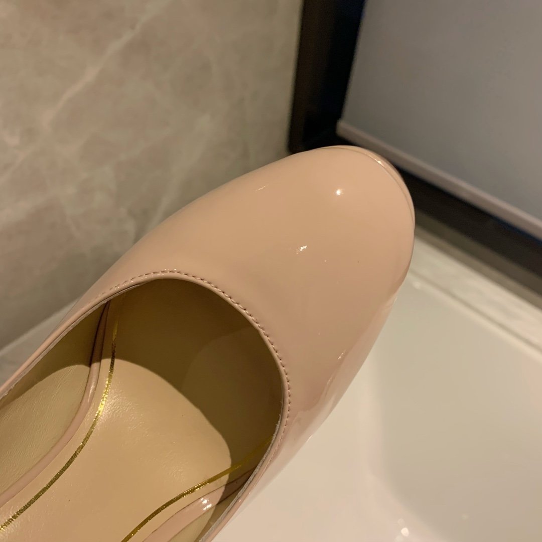Shoes on platform and high heel beige фото 7