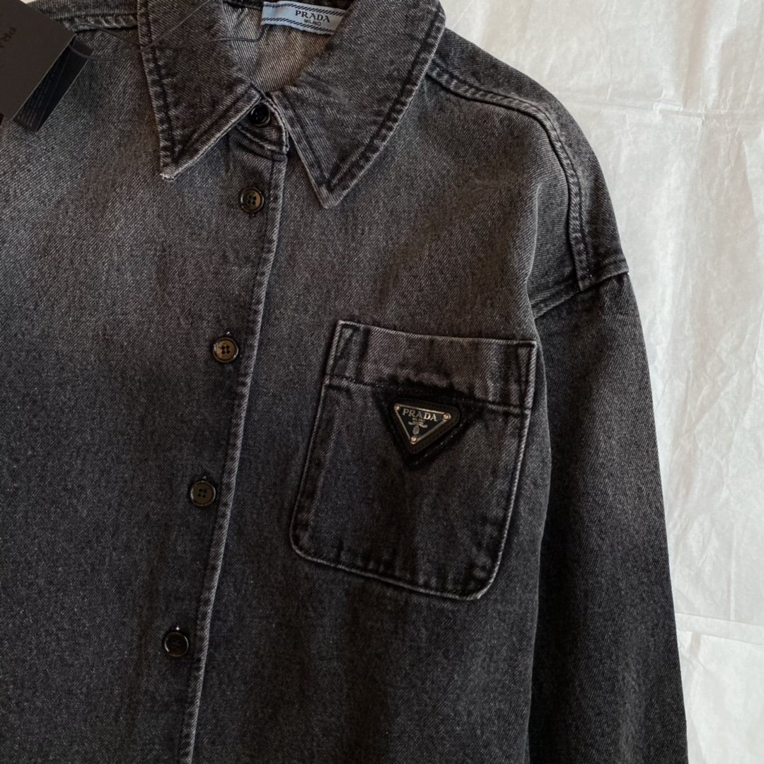 Довга джинсова куртка-сорочка фото 9
