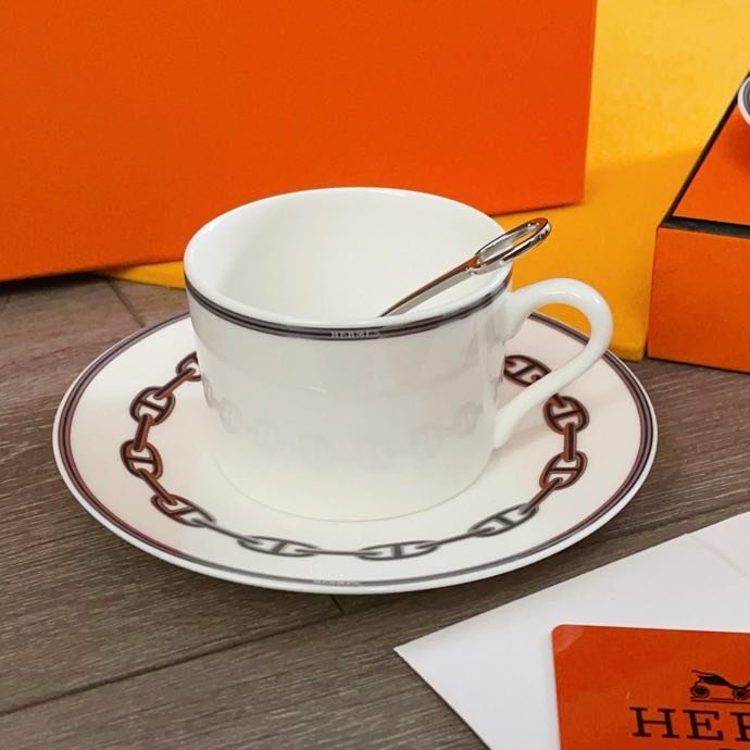Набор посуды из костяного фарфора серии Hermes Chaine d’Ancre platinum фото 6