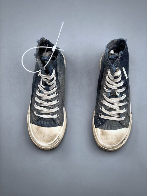 Shoes denim Paris High Top Sneaker in blue destroyed denim and rubber фото 5