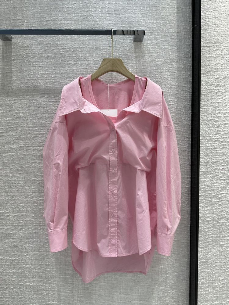 Комплект рубашка с майкой розовый