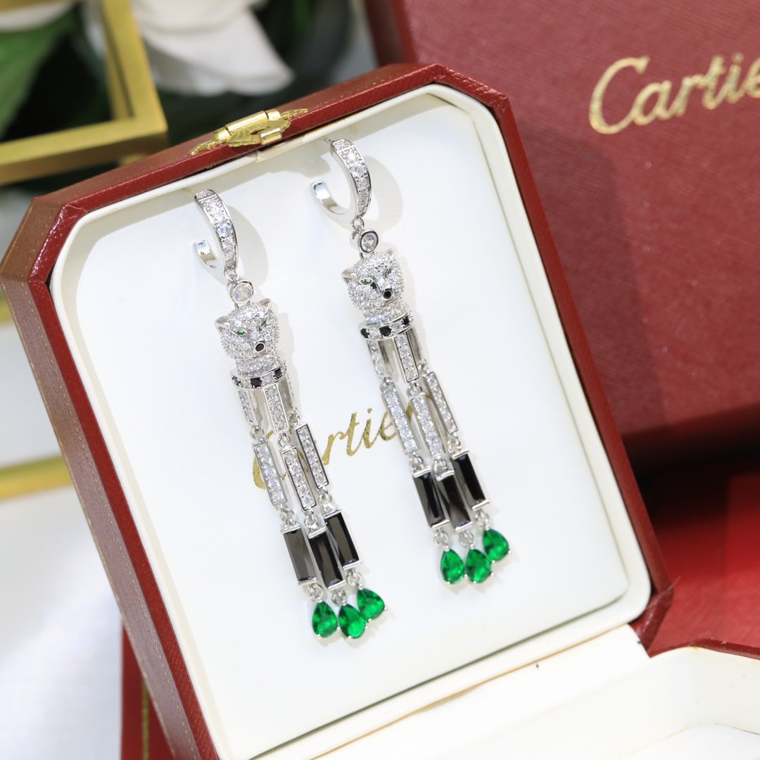 Luxury earrings-carnations Cartier Tassel Long Leopard Painted Diamond фото 3