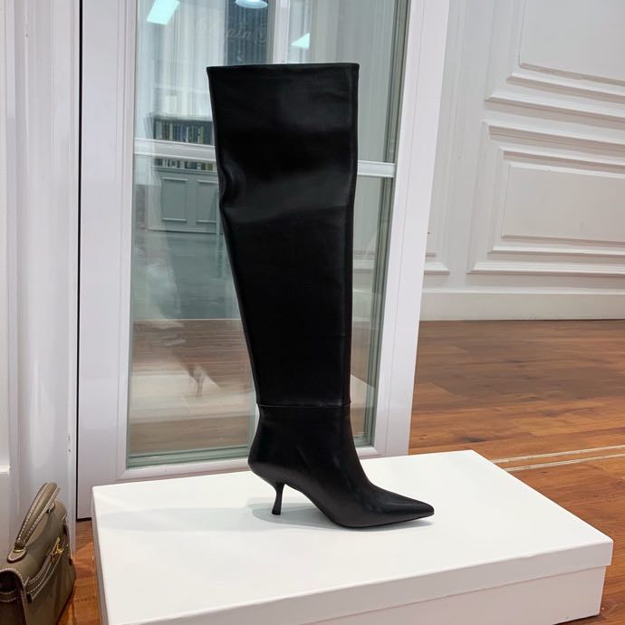 Boots women's higher knee leather on heel фото 8