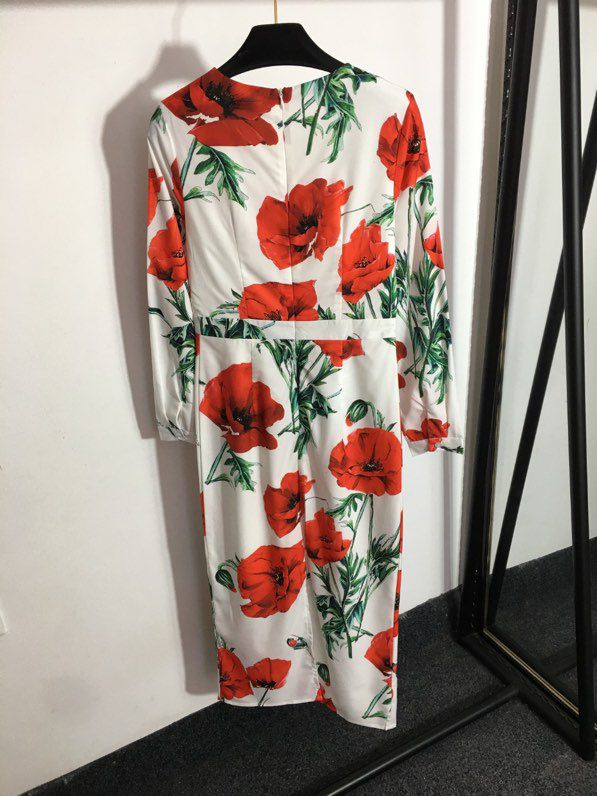 Dress from big red flower print фото 5