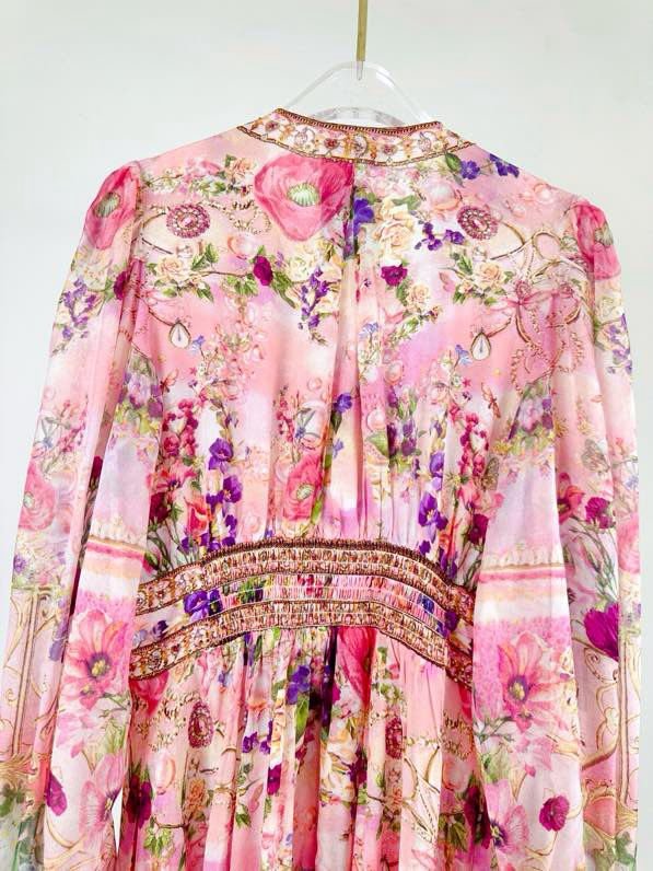 Длинное шелковое платье CAMILLA с V-образным вырезом фото 4