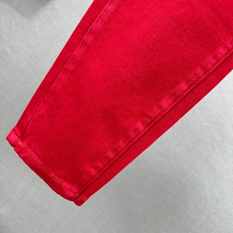 Червоні жіночі джинси, весна-осінь, еластичні, вільні фото 3