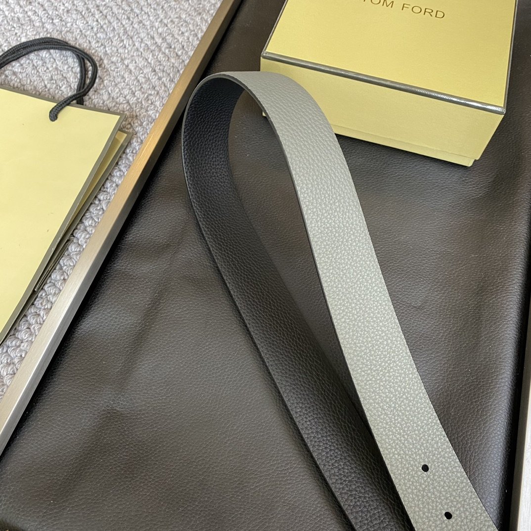 Male belt bilateral leather 4 cm фото 4