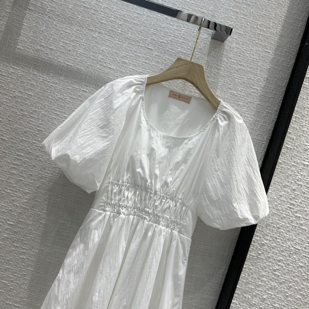Платье с пышными рукавами, белое фото 2