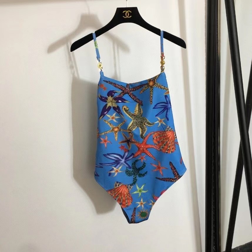 Swimsuit piecework from marine print фото 3