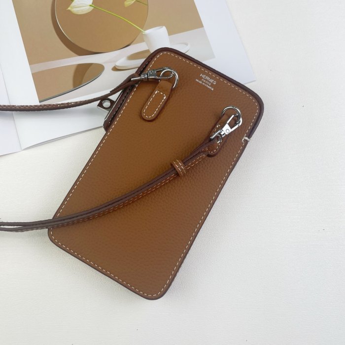 Кожаный чехол для телефона Hermes Hac a Box 17x10 см фото 2
