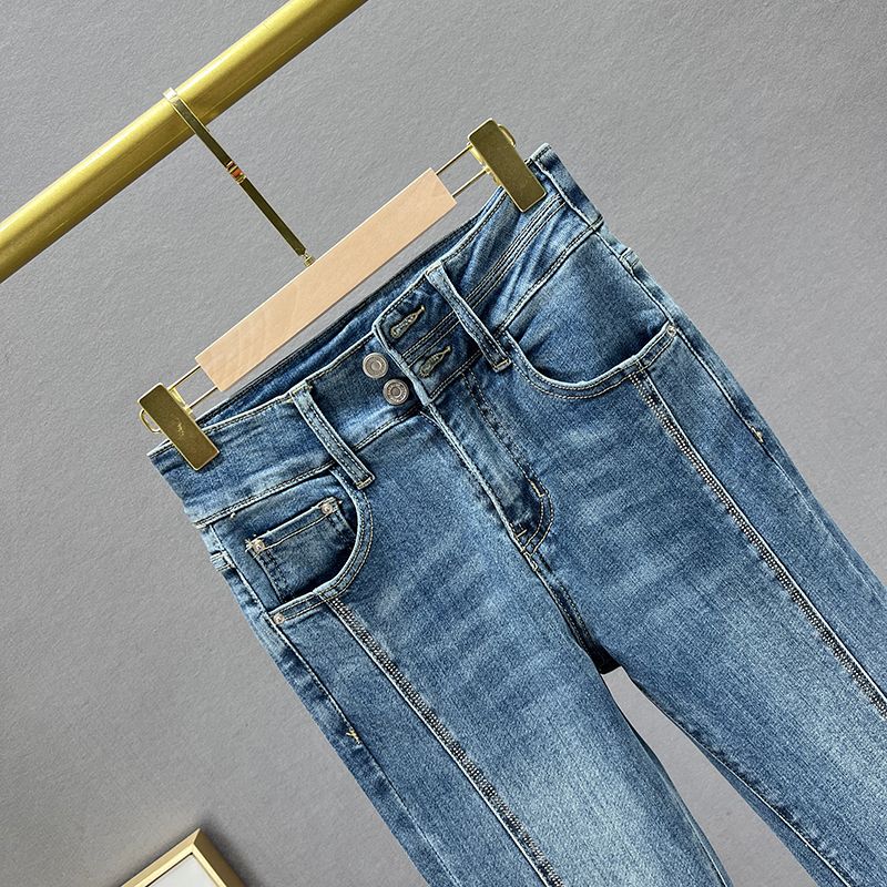Расклешенные джинсы женские, весенние, эластичные фото 3