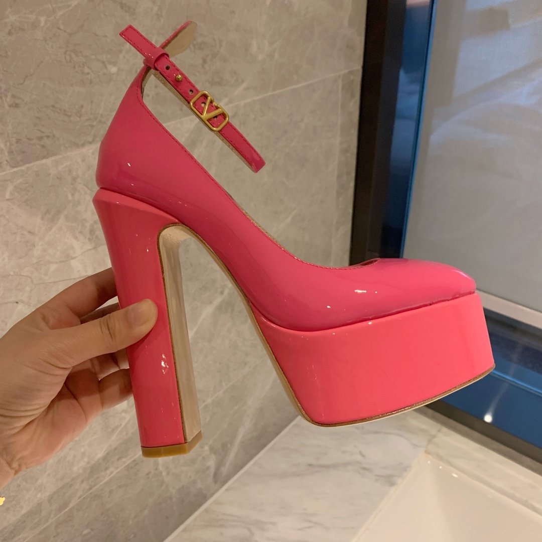 Shoes on platform and high heel pink фото 3