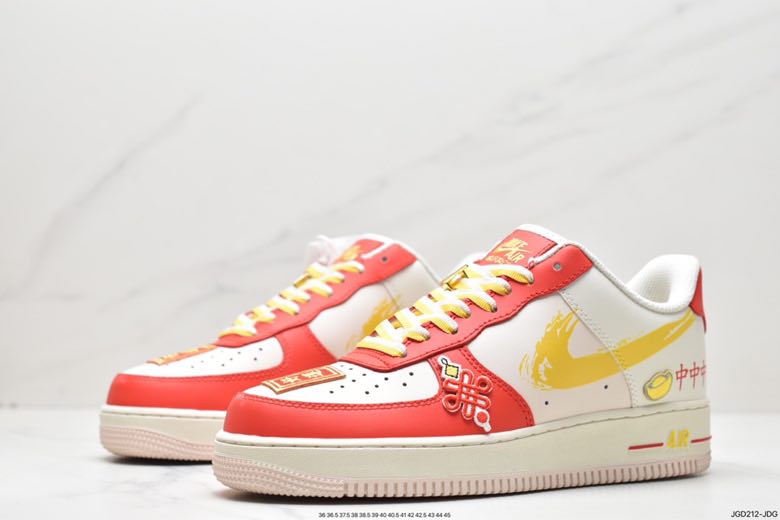 Кроссовки Air Force 1 07 Low Beige Red Gold White CW1888-601 фото 4