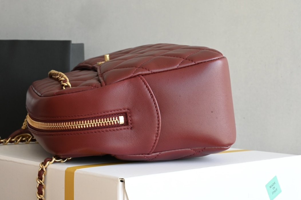 Бордовая кожаная сумка через плечо Chanel Matelasse фото 4