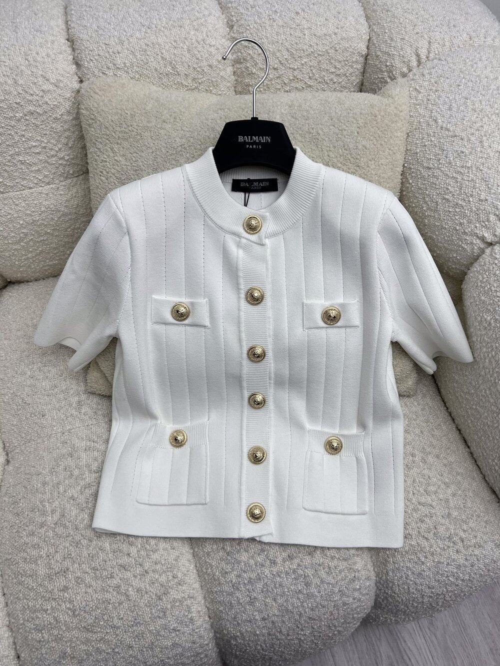 Cardigan white knitted фото 7