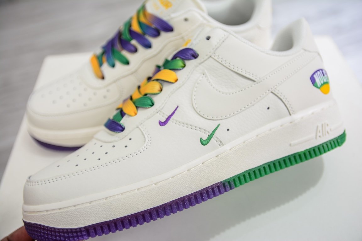 Кросівки Air Force 1 07 Low String Beige Green Purple TF8896-303 фото 7