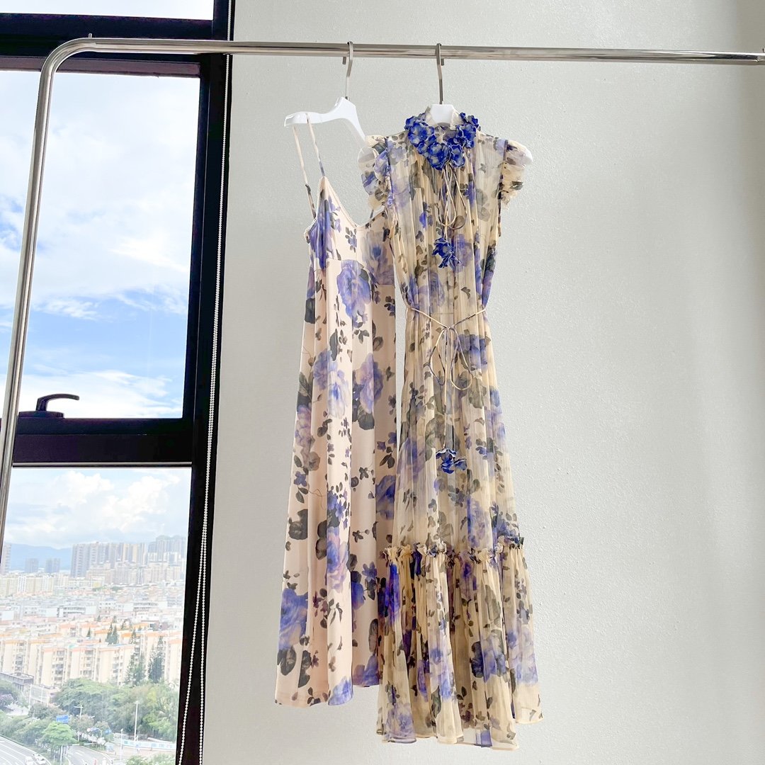 Silk dress from flower print