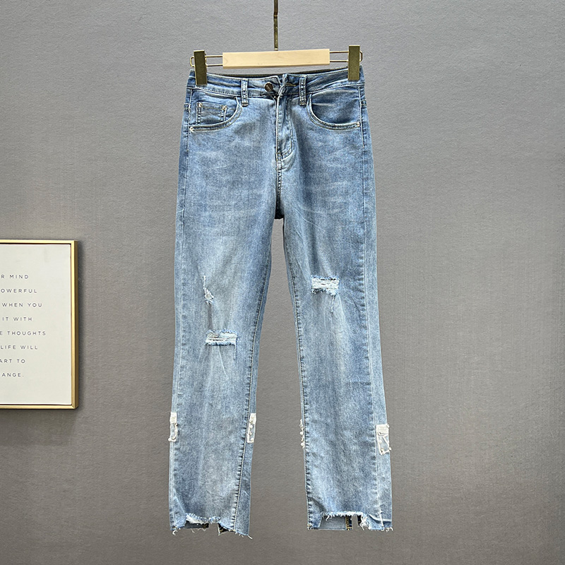 Jeans women's, Spring summer, from high waist, narrow direct