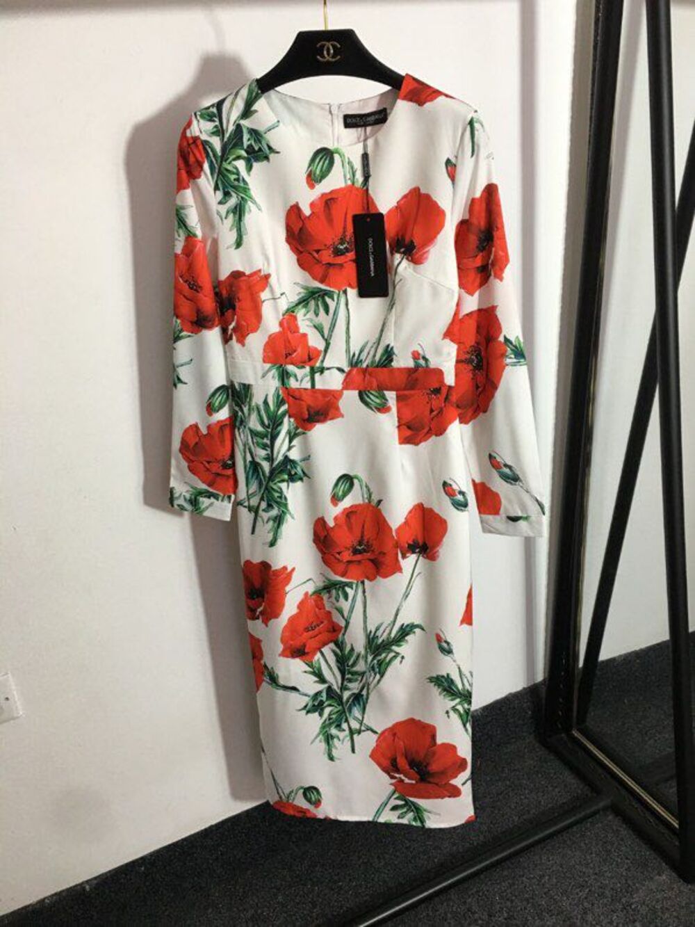 Dress from big red flower print