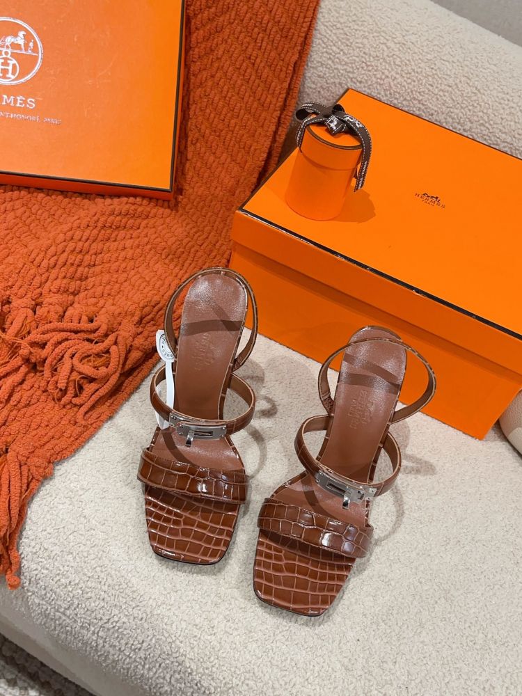 Sandals Hermes Glamour on heel 9.5 cm