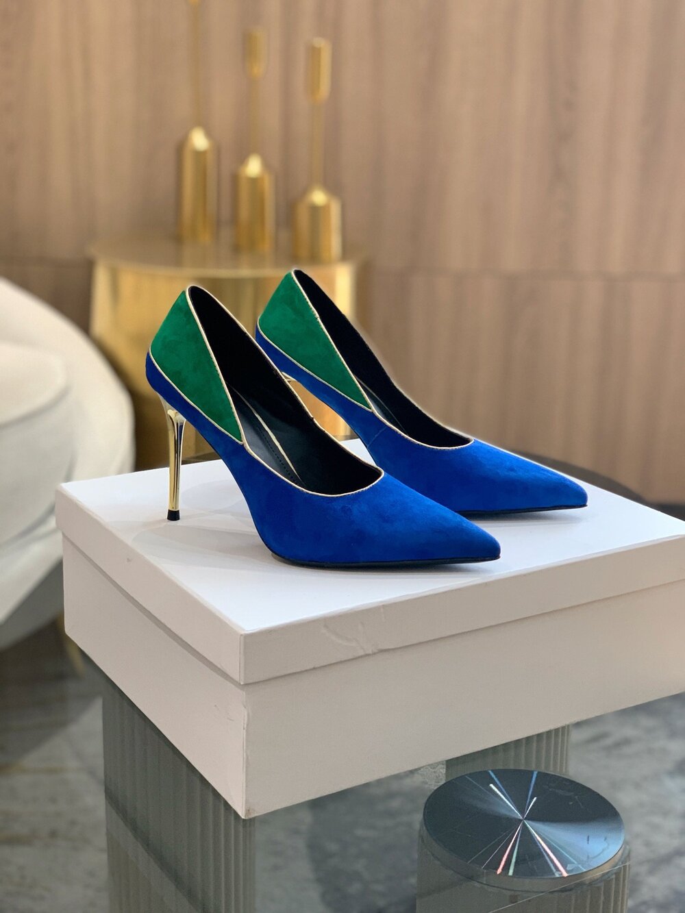 Туфли женские на высоком каблуке синие фото 4