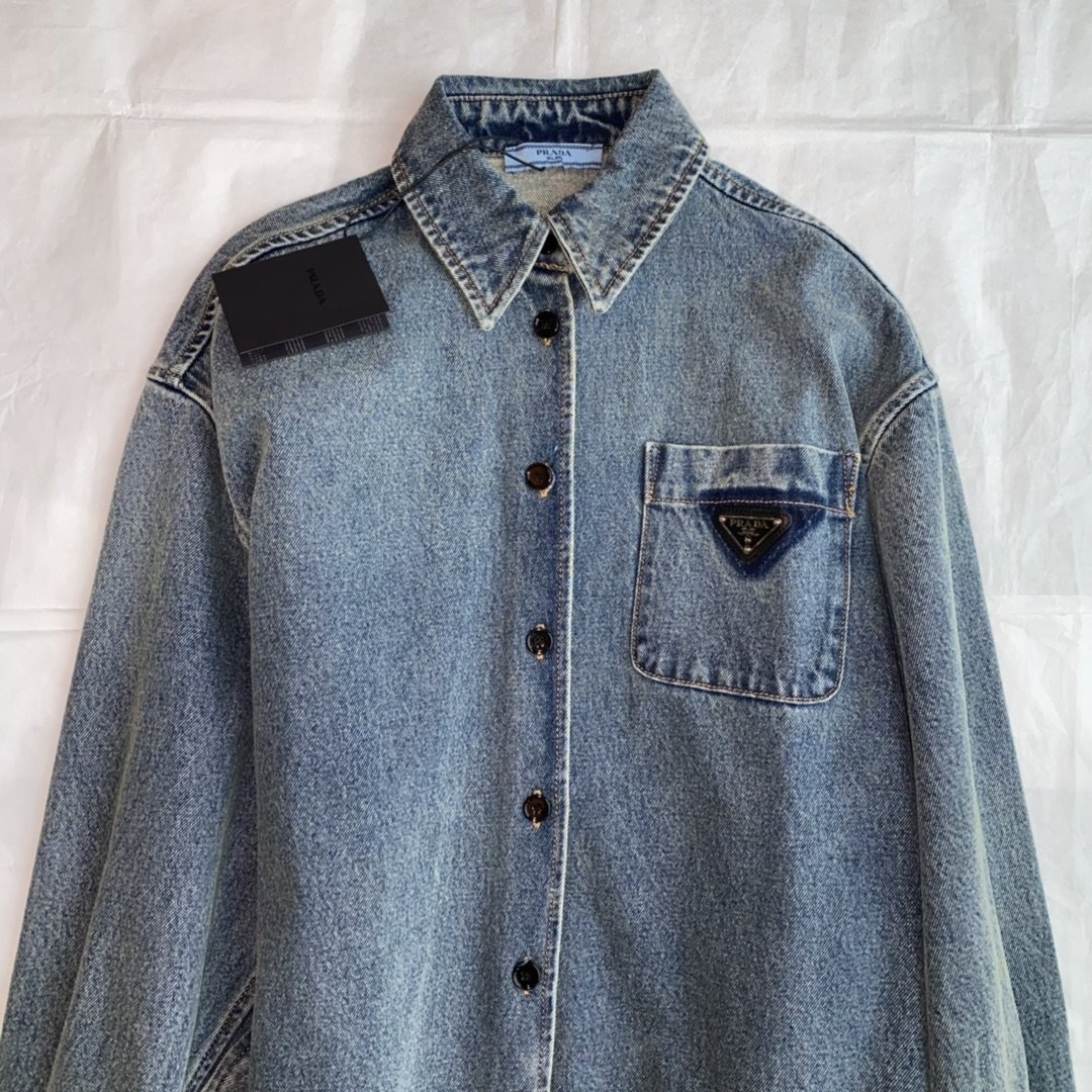 Довга джинсова куртка-сорочка фото 2