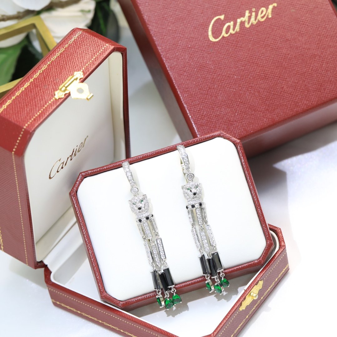 Luxury earrings-carnations Cartier Tassel Long Leopard Painted Diamond фото 4