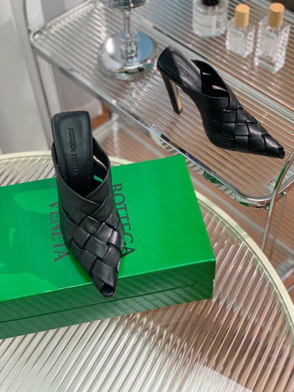 Sandals on high heel (10 cm) black фото 4