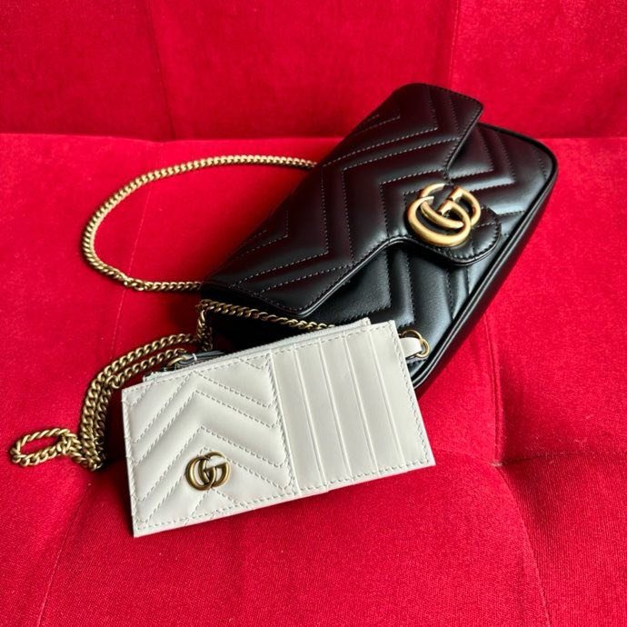 A bag women's GG Marmont at black skin 21 cm фото 3