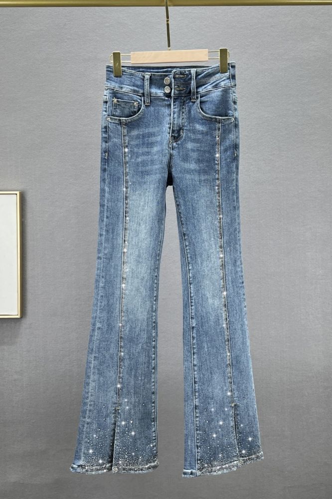 Розкльошені джинси жіночі, весняні, еластичні фото 6