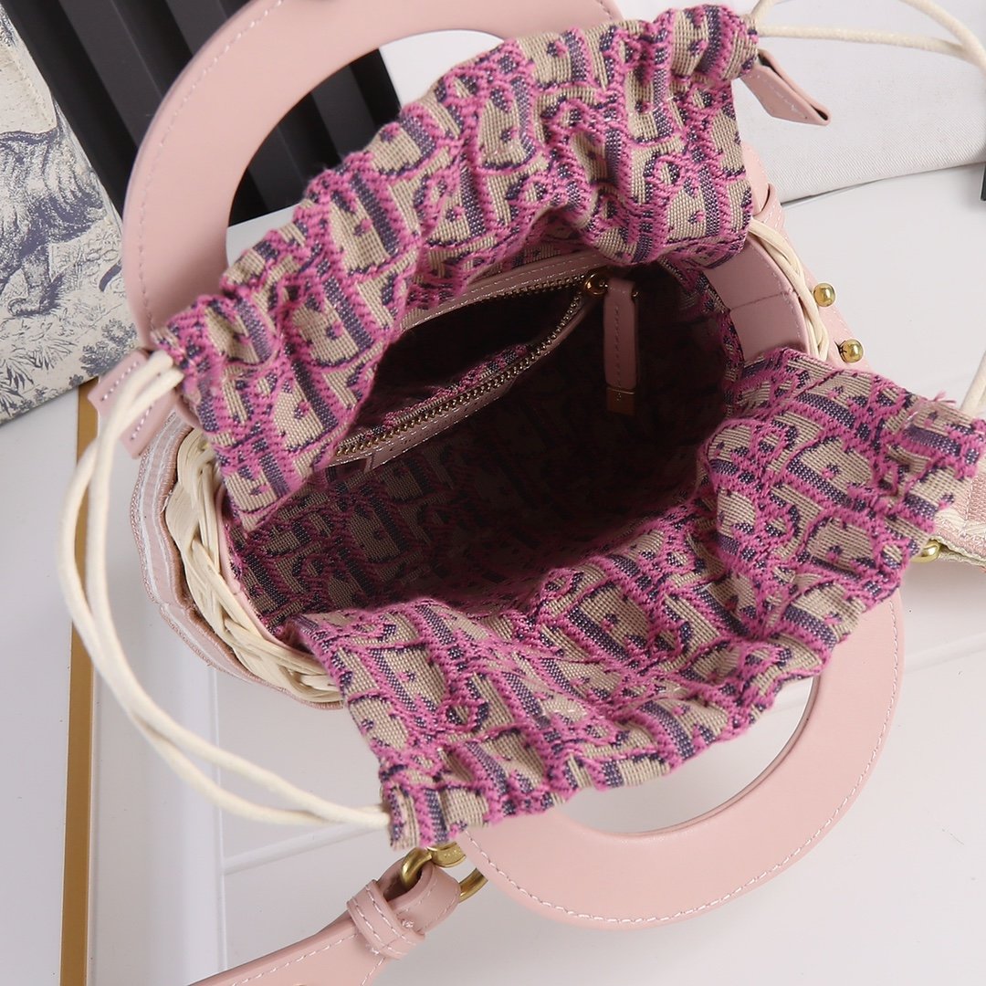 A bag mini Lady Dior Bag Natural Wicker Oblique 20 cm фото 8