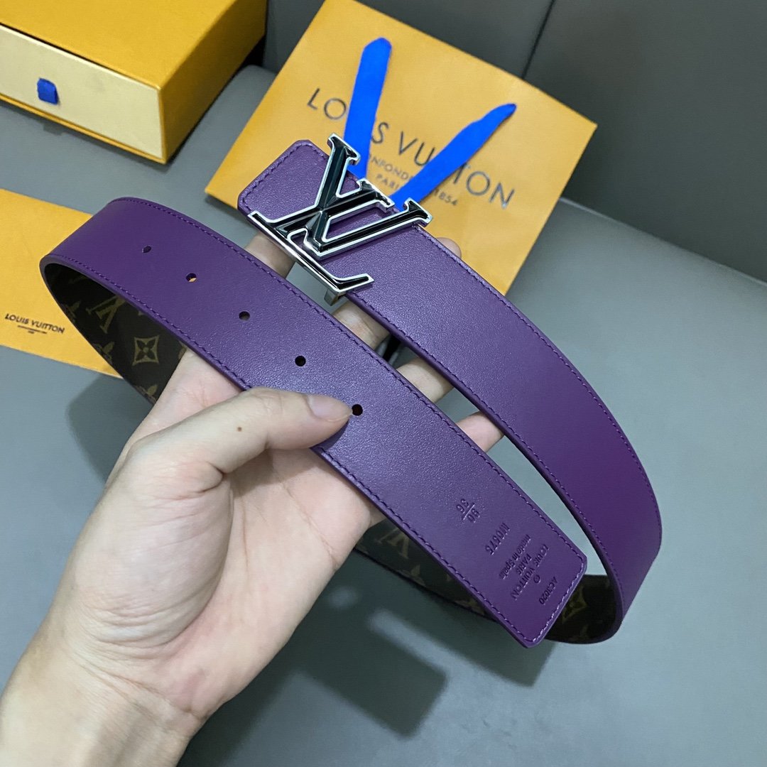 Мужской кожаный ремень 40 мм фиолетовый