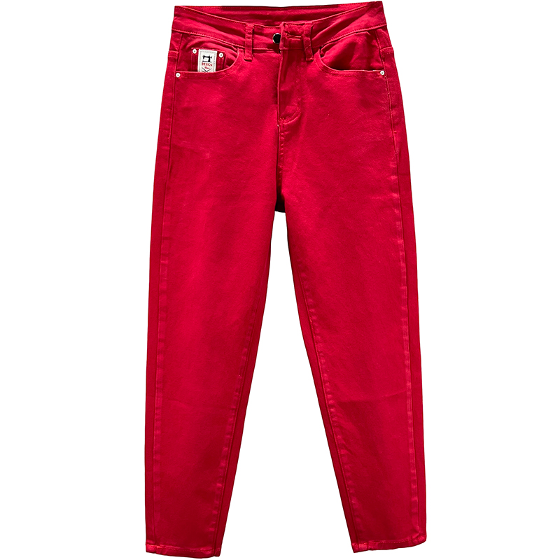 Red women's jeans, Spring-autumn, elastic, free фото 5