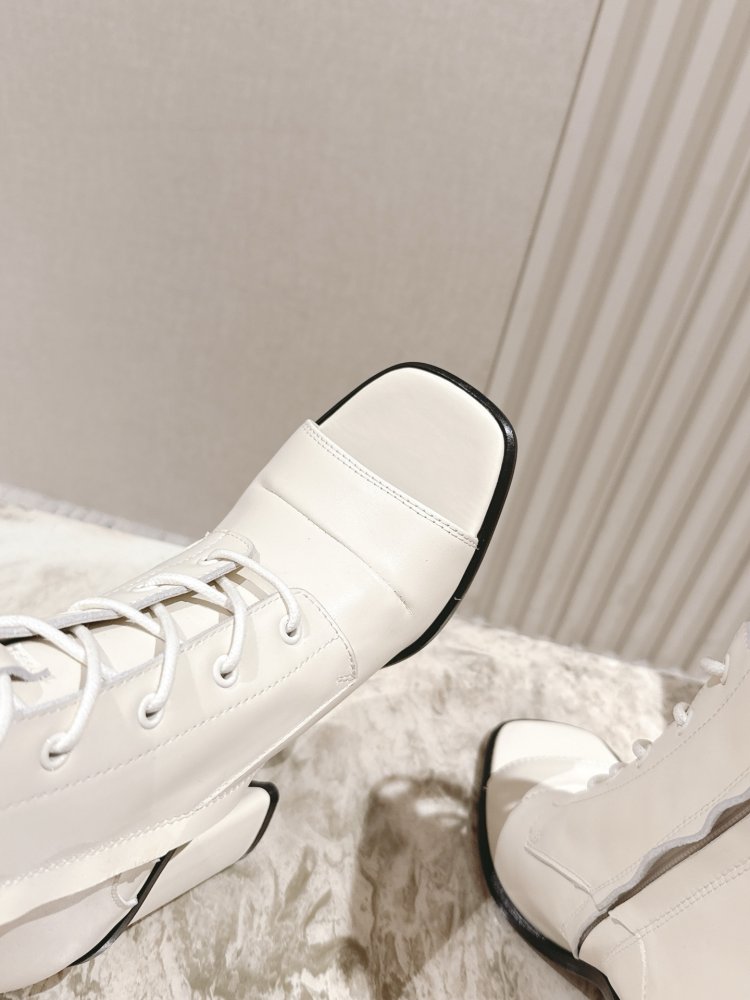 Кожаные ботильоны с открытым носком фото 4