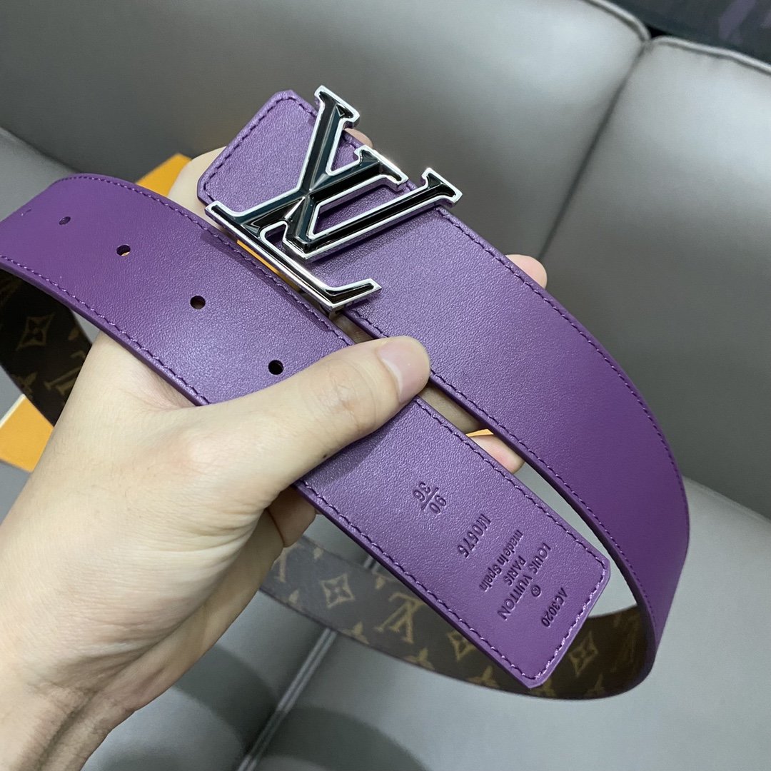 Male leather belt 40 mm purple фото 3