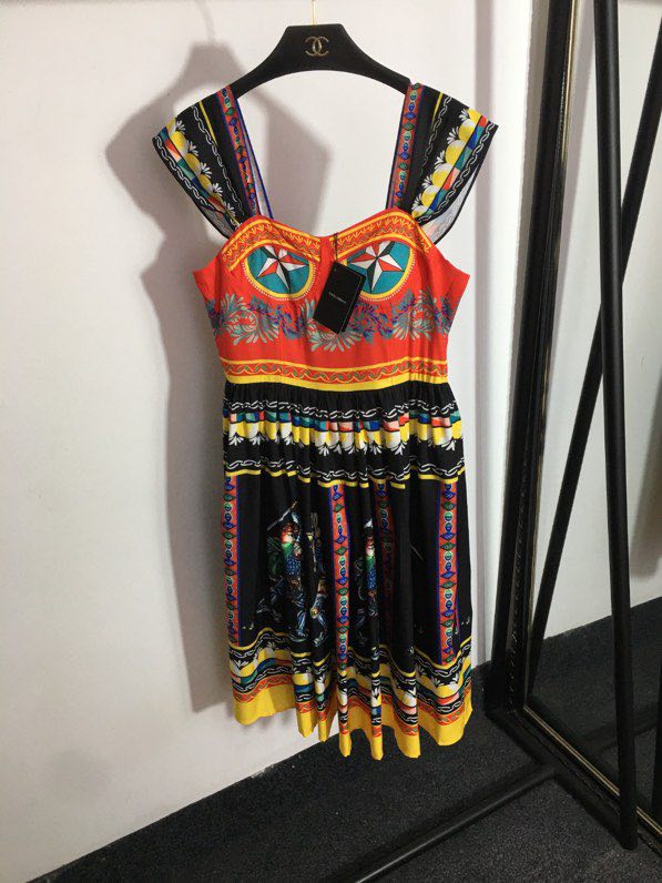 Bright dress from straps