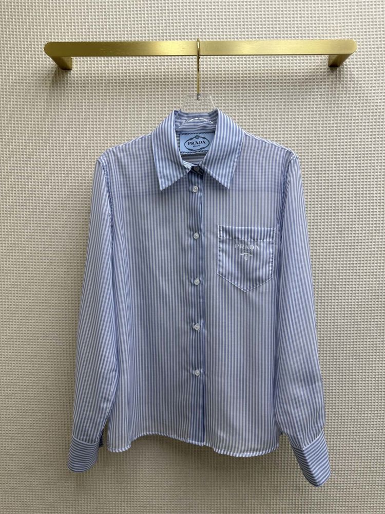 Striped blue shirt of Organza
