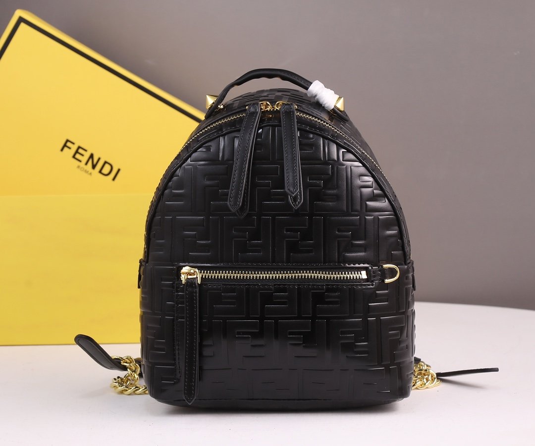 Fendi By The Way Flowerland Backpack Embellished Leather Mini Black 24789953