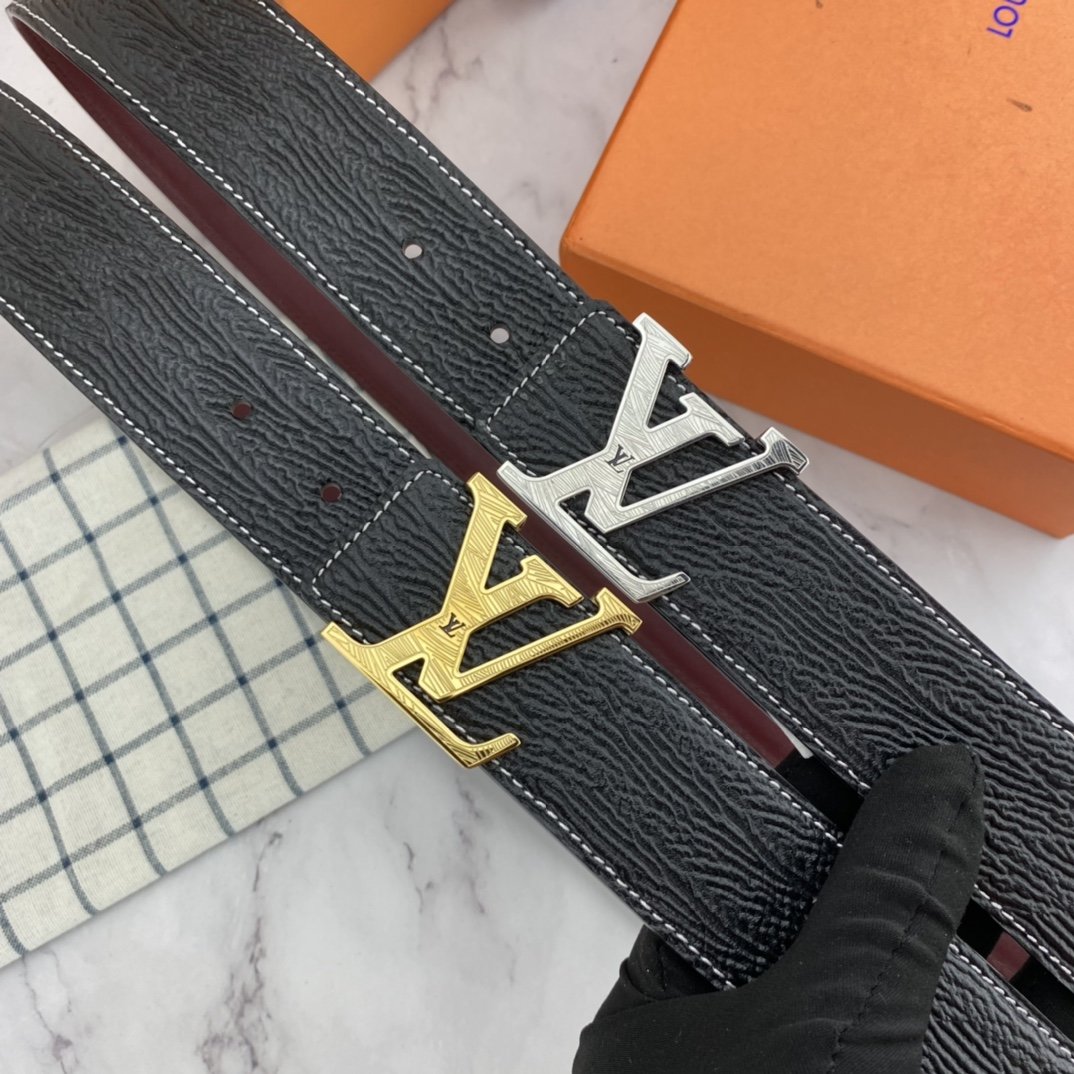 Male leather belt LV 3.8 cm фото 8