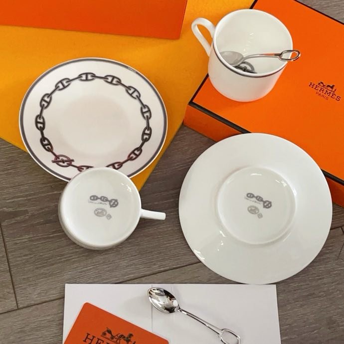 Набор посуды из костяного фарфора серии Hermes Chaine d’Ancre platinum фото 8