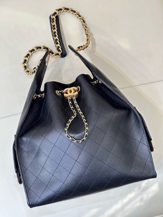 Сумка кожаная черная Chanel 25C 40 см фото 6
