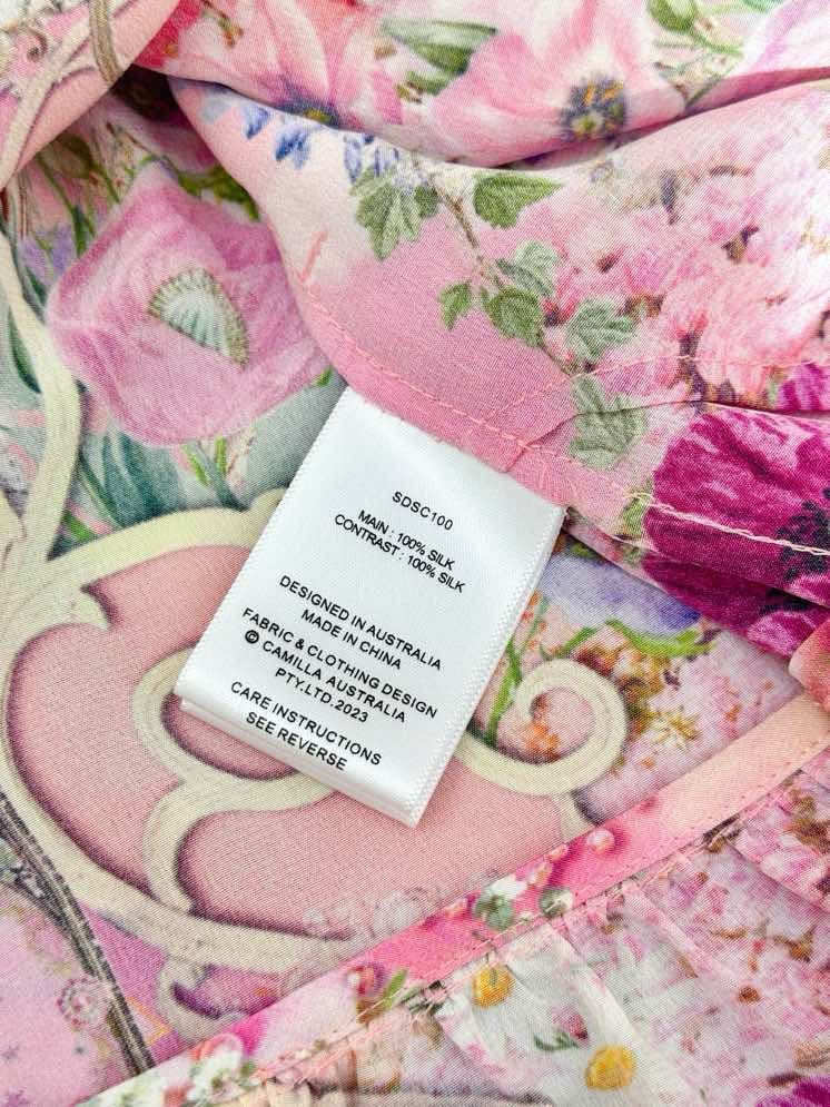 Silk mini dress combination CAMILLA from print фото 6