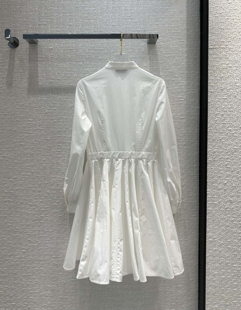 Платье рубашка с воротником стойкой белое фото 8