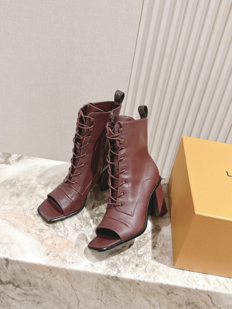 Кожаные ботильоны с открытым носком фото 2