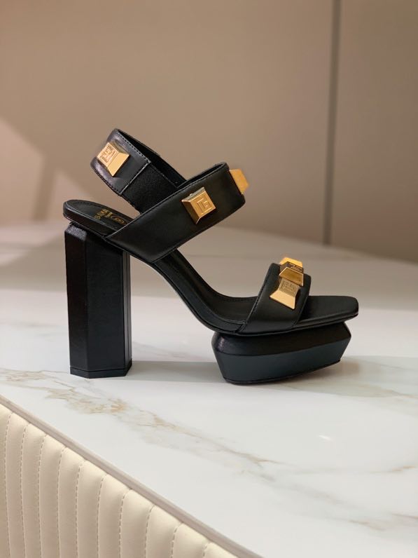 Sandals on high heel and platform, black фото 5