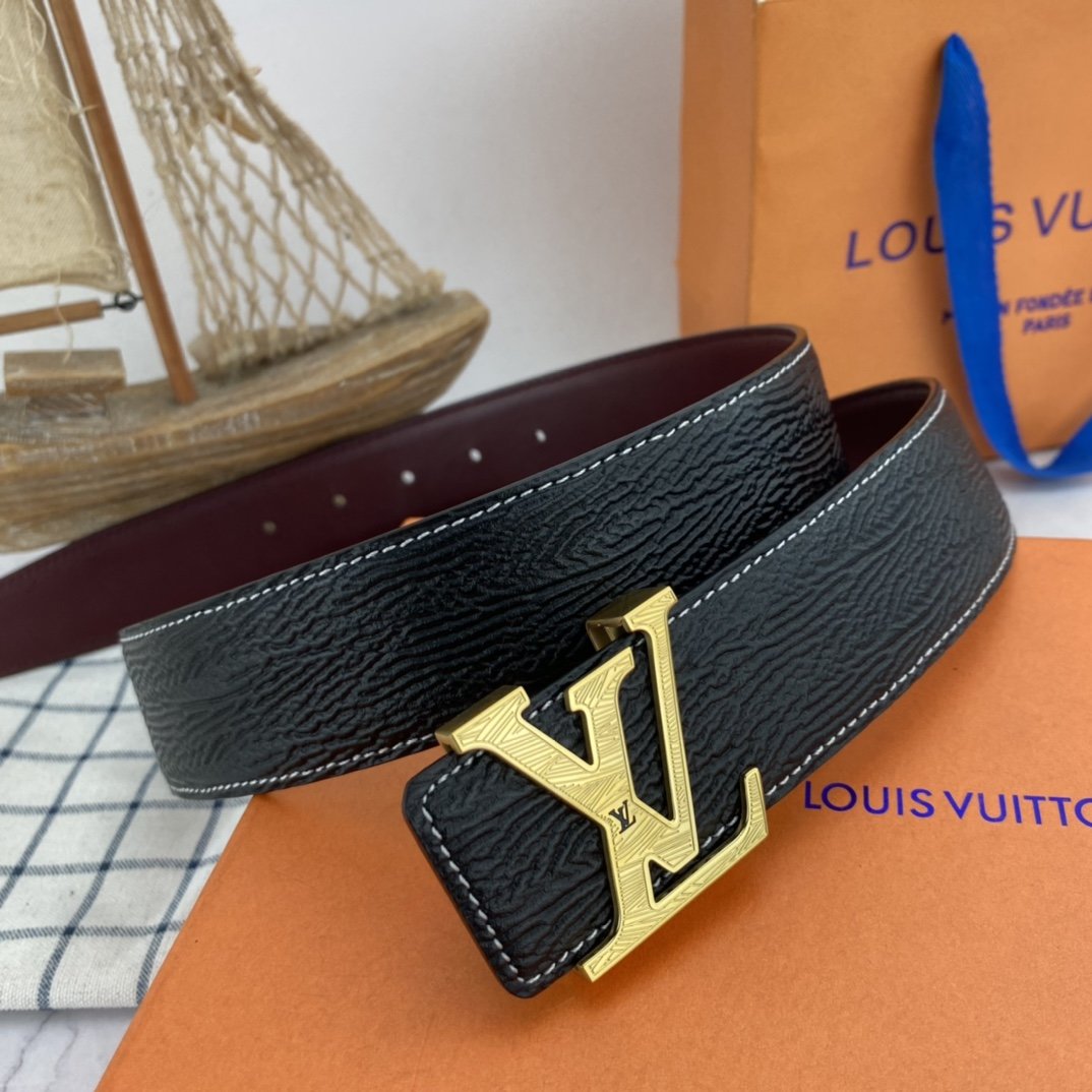 Male leather belt LV 3.8 cm фото 7