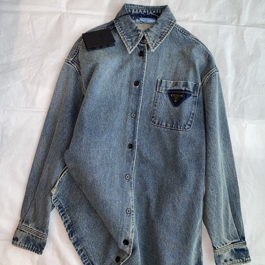 Довга джинсова куртка-сорочка фото 4