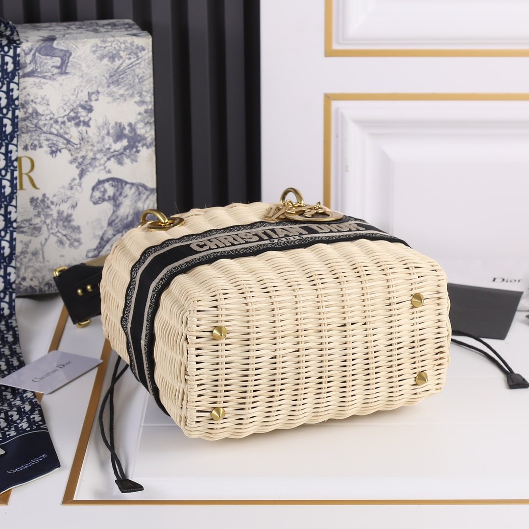 Сумка Lady Dior Bag Natural Wicker Oblique 24 см фото 5