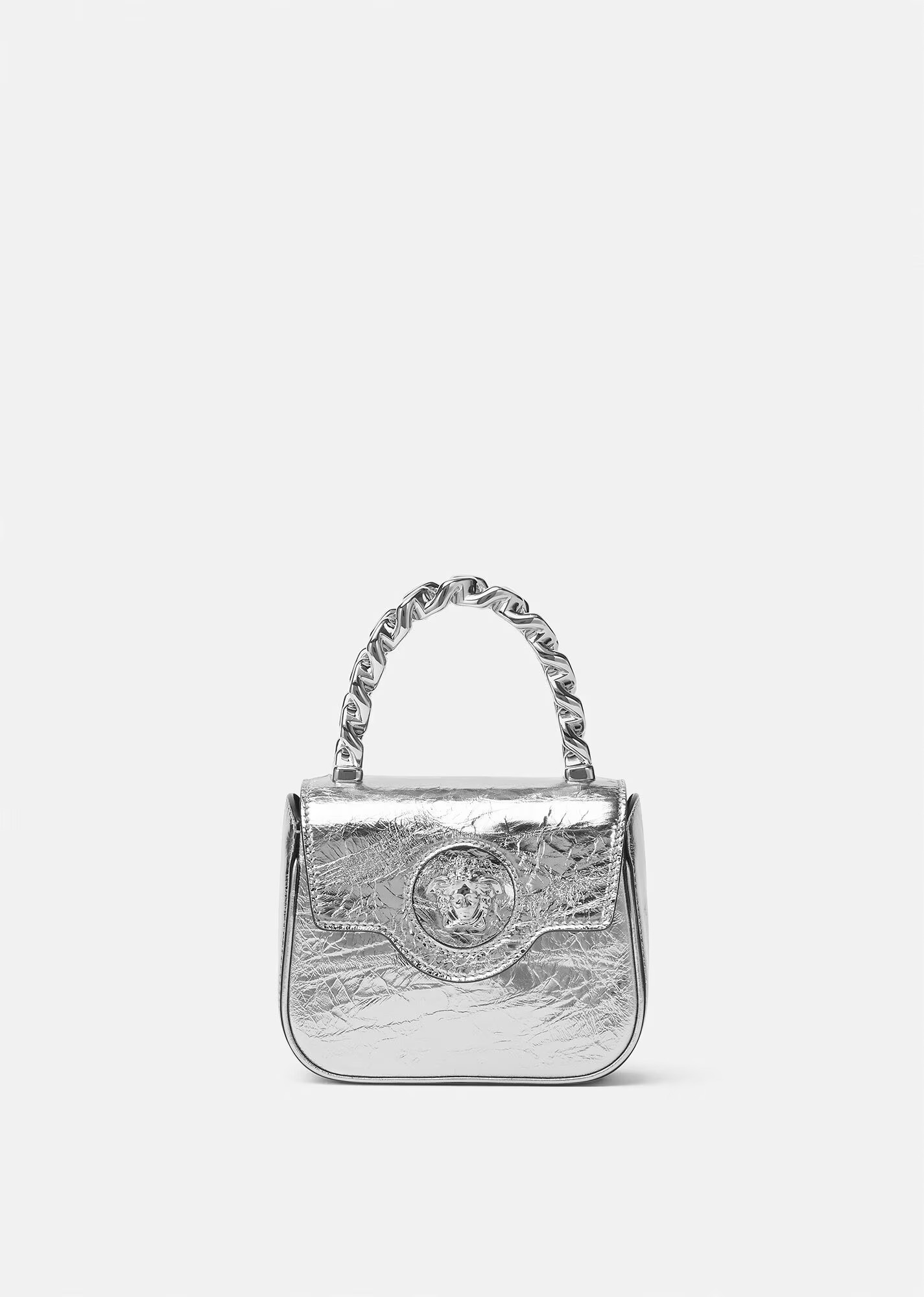 A bag women's silver La Medusa 16 cm