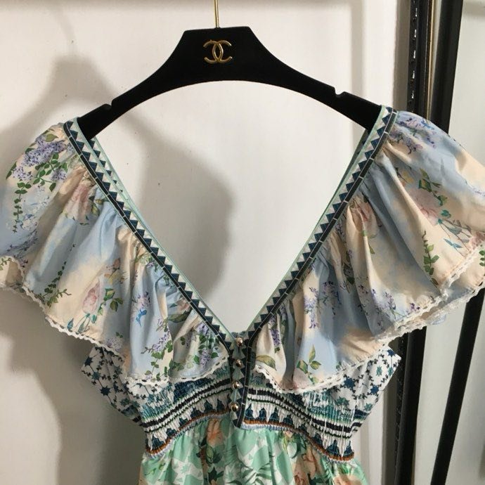 Платье с принтом листьев лотоса фото 2